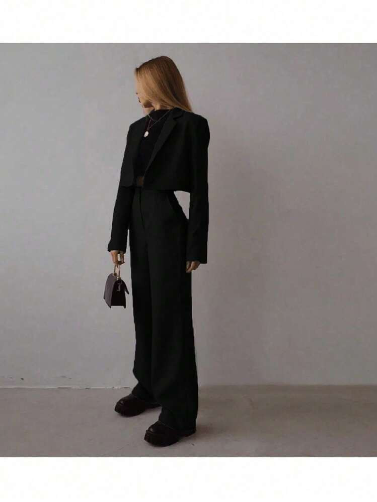 Two Piece Black Womens Suit | SHEIN