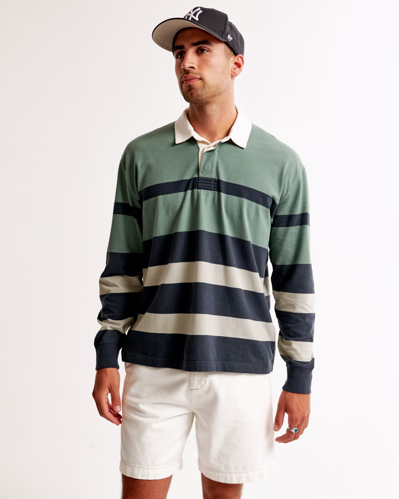 Men's Long-Sleeve Rugby Polo | Men's Tops | Abercrombie.com | Abercrombie & Fitch (US)
