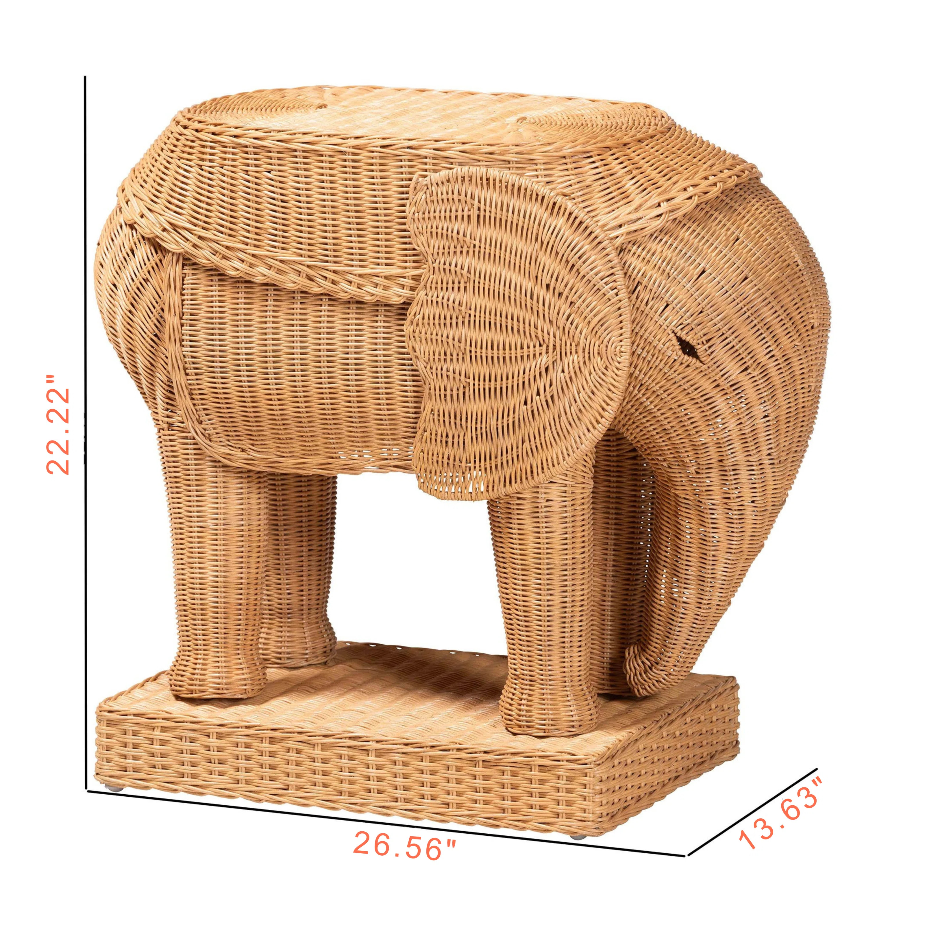 Seren Honey Rattan Elephant End Table in Light Bohemian | Wayfair North America