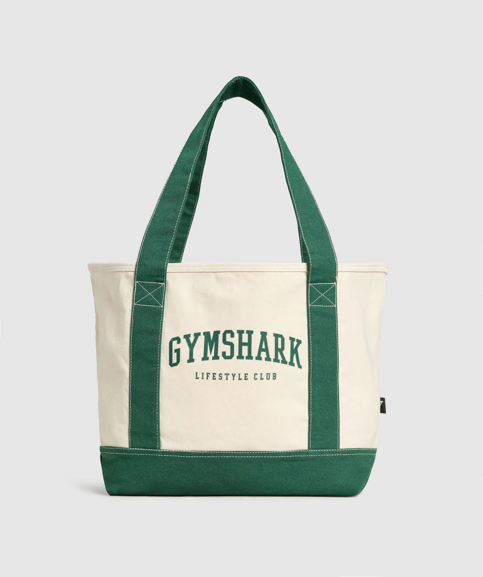 Gymshark Collegiate Oversized Tote - Oat White/Classic Green | Gymshark US
