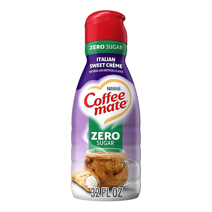 Coffee Mate Italian Sweet Crème Flavored Coffee Creamer, Zero Added Sugar, Gluten-Free, 63 Servi... | Amazon (US)