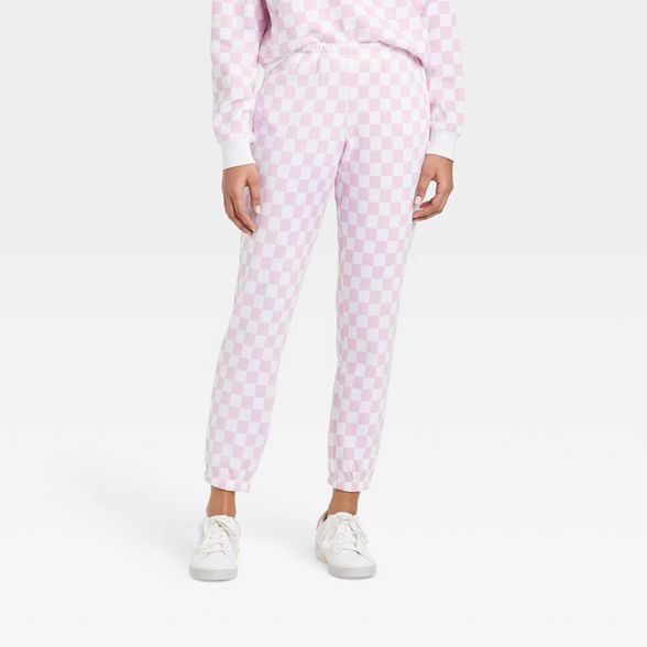 Women's Valentine's Day Graphic Jogger Pants - Pink Checkered | Target
