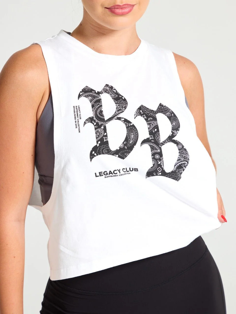 Legacy Crop Tank - White | Buffbunny