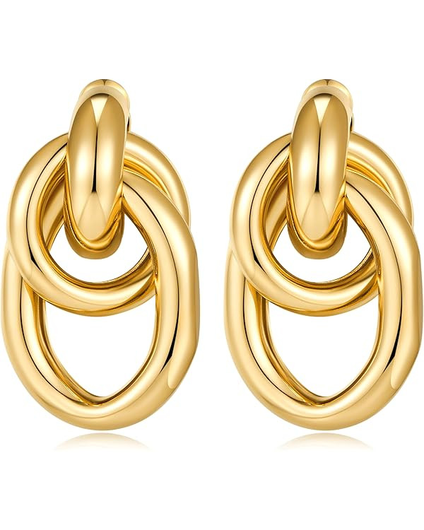 Gold Geometric Drop Dangle Earrings for Women Long Link Dangle Earrings Jewelry Gift | Amazon (CA)