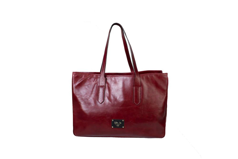 Women's Genuine Leather Traditional Tote Bag Worn as a Shoulder Bag | NDIDI OBI INC