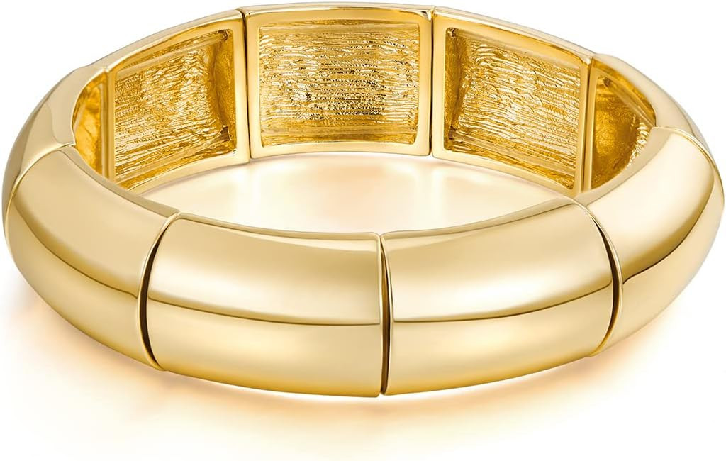 FAMARINE Gold Silver Chunky Bangle Bracelet for Women Men | Amazon (US)