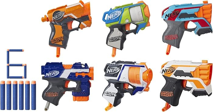 NERF MicroShots 6-Blaster Bundle - 6 Mini Dart-Firing Elite Blasters and 6 Official Elite Darts -... | Amazon (US)