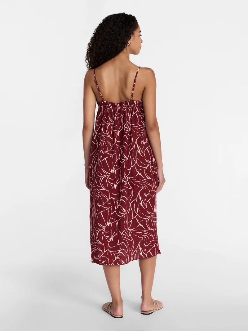 Time and Tru Women's Cotton Double Cloth Sleeveless Maxi Dress, Sizes XS-XXXL | Walmart (US)