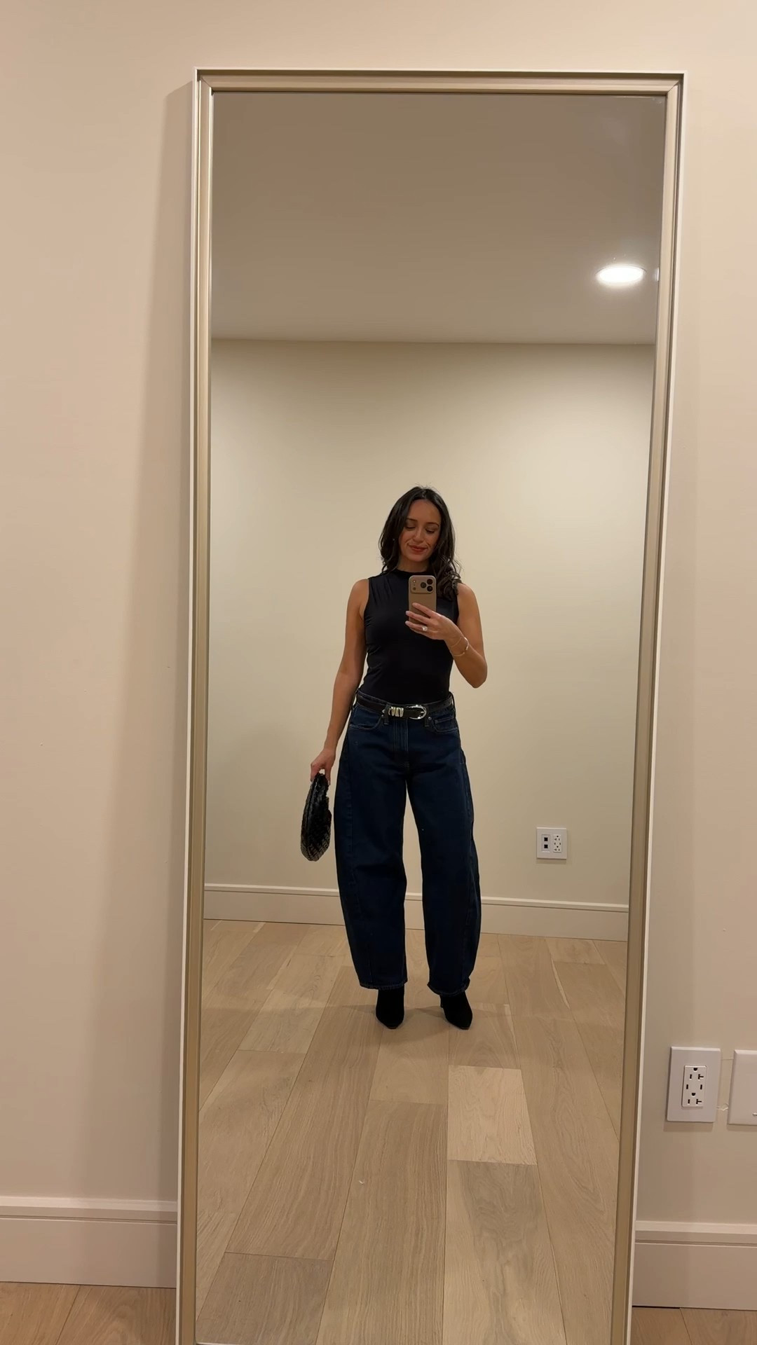 Fit check with outfit details 
A cool and effortless look to go to a bar for a private birthday party. 

Jeans size 26 p 
Size small top
Size xs belt  

#LTKSaleAlert #LTKPetite #LTKootd