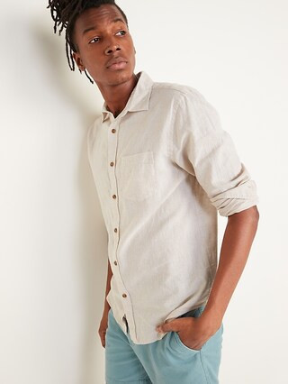Regular Fit Linen-Blend Everyday Shirt for Men | Old Navy (US)