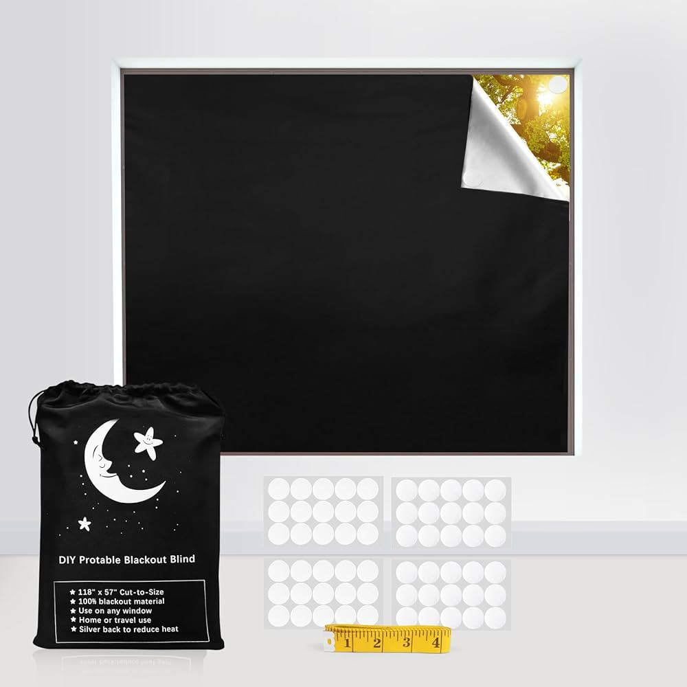 2024 Upgraded Portable Blackout Curtains, 118" x 57" Blackout Shades, 100% Blackout Material with... | Amazon (US)