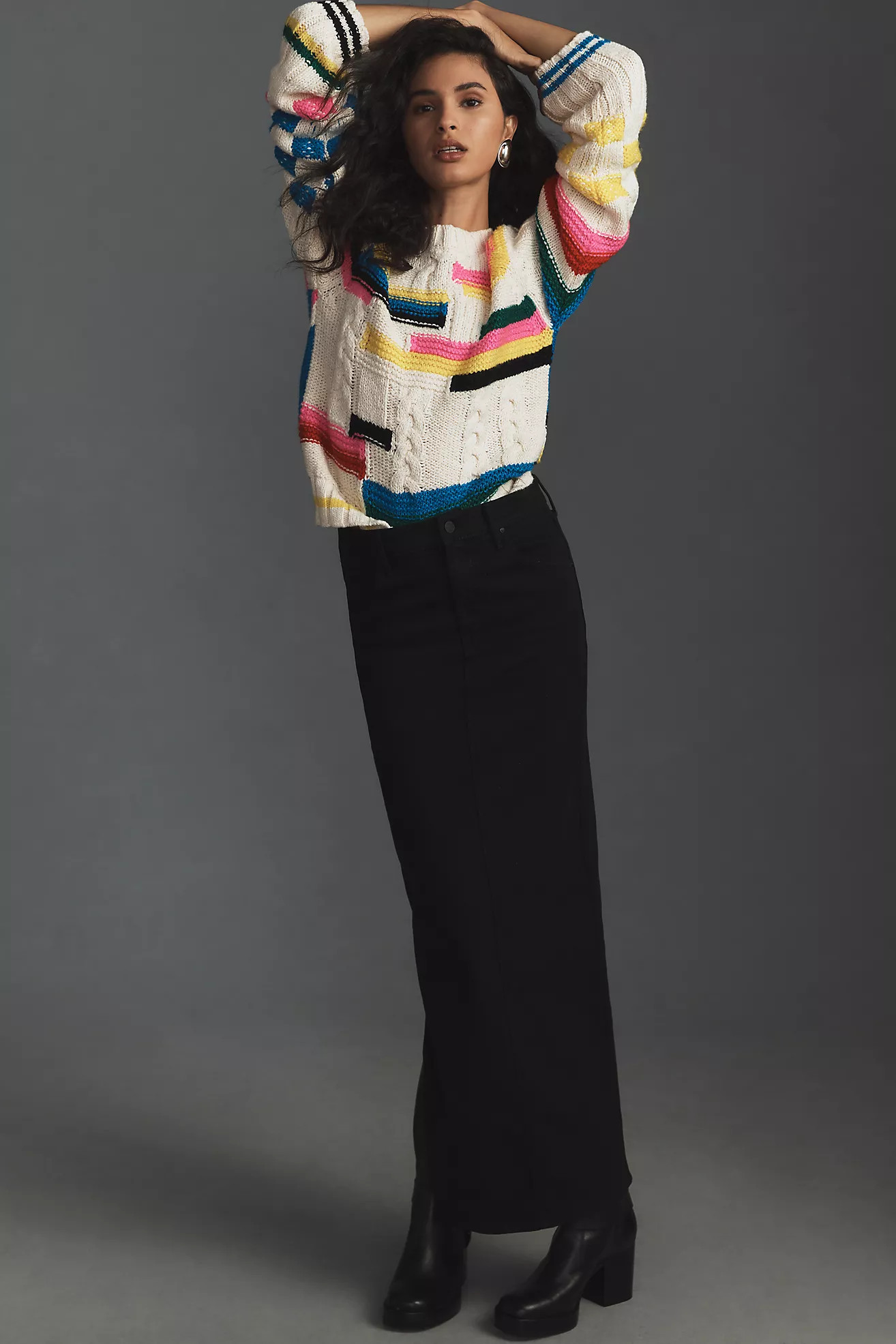 MOTHER The Flagpole Denim Midi Skirt | Anthropologie (US)