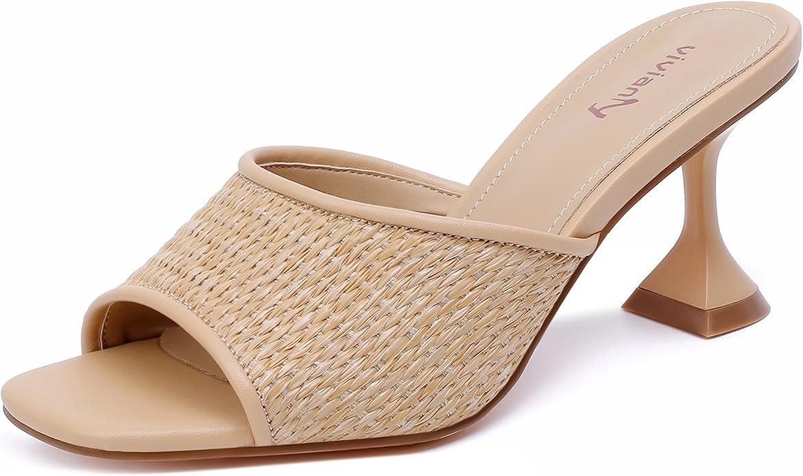 vivianly Womens Clear Heels Sandals Transparent Stiletto Heel Slippers Backless Peep Toe Slip on ... | Amazon (US)