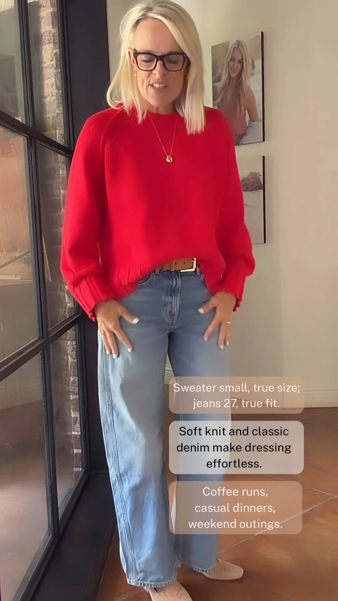 This red sweater is one of my favorite sweaters I’ve found—it’s such a beautiful classic red and the fit is true to size. I’m wearing a small with my favorite J.Crew jeans in a size 27, and I love this combination with flats for an easy everyday look or a kitten heel for something a little more polished. The red is currently sold out, but it is available in white, and the sweater can be pre-ordered for an early October shipment.

#LTKootd #LTKOver40 #LTKgrwm