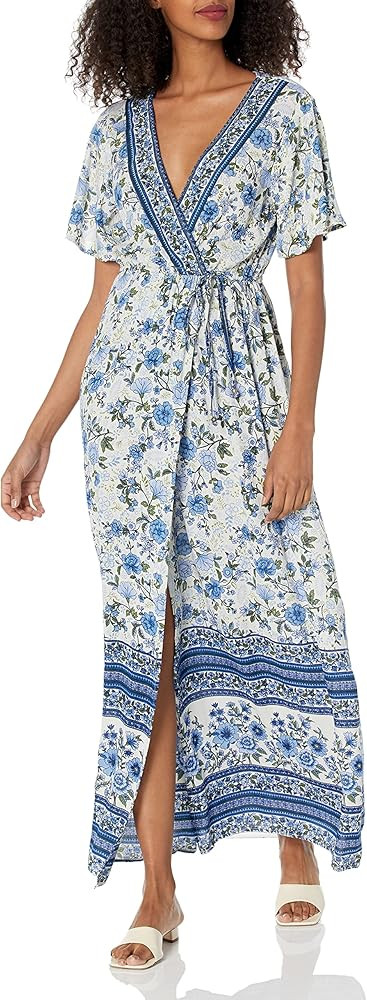 Angie Women's Short Sleeve Faux Wrap Maxi Dress | Amazon (US)