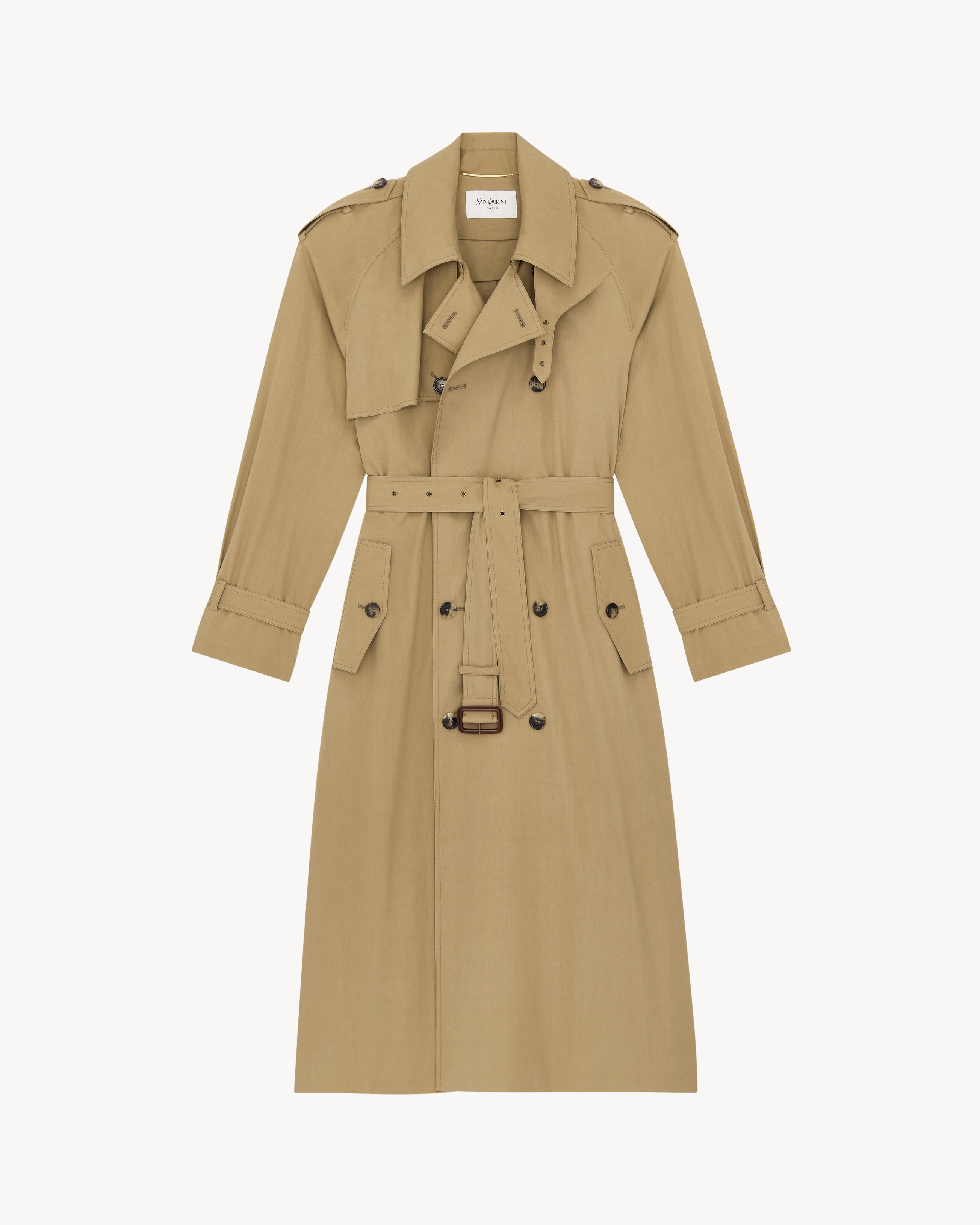 trench coat in water-repellent cotton and silk | Saint Laurent Inc. (Global)