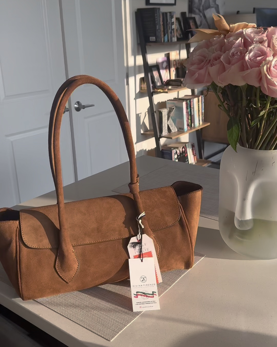 DIVINA FIRENZE
Made In Italy Suede East West Satchel With Large Flap
$69.99 Compare At $120 


#LTKFindsUnder100 #LTKItBag #LTKSaleAlert