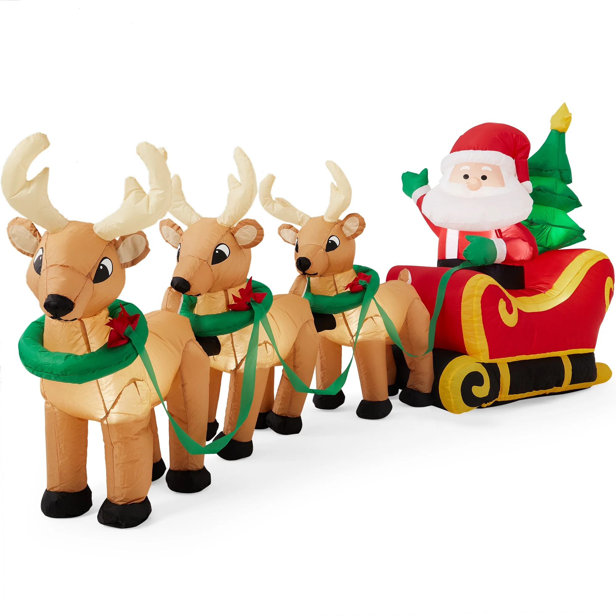 Best Choice Products 8.5ft x 3ft Lighted Inflatable Christmas Santa Claus & Reindeer Indoor Outdo... | Walmart (US)