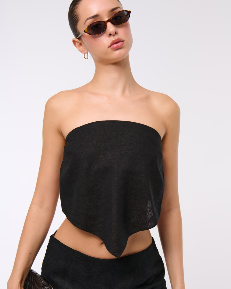 Linen-Blend Strapless Scarf Top | Abercrombie & Fitch (US)