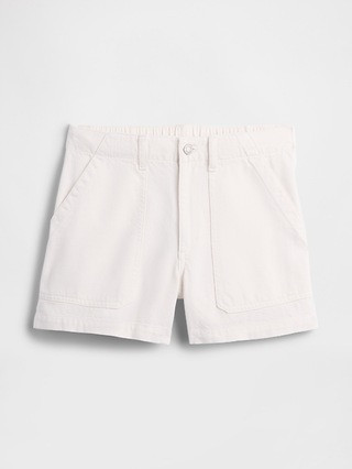 4" High Rise Soft Denim Utility Shorts | Gap Factory