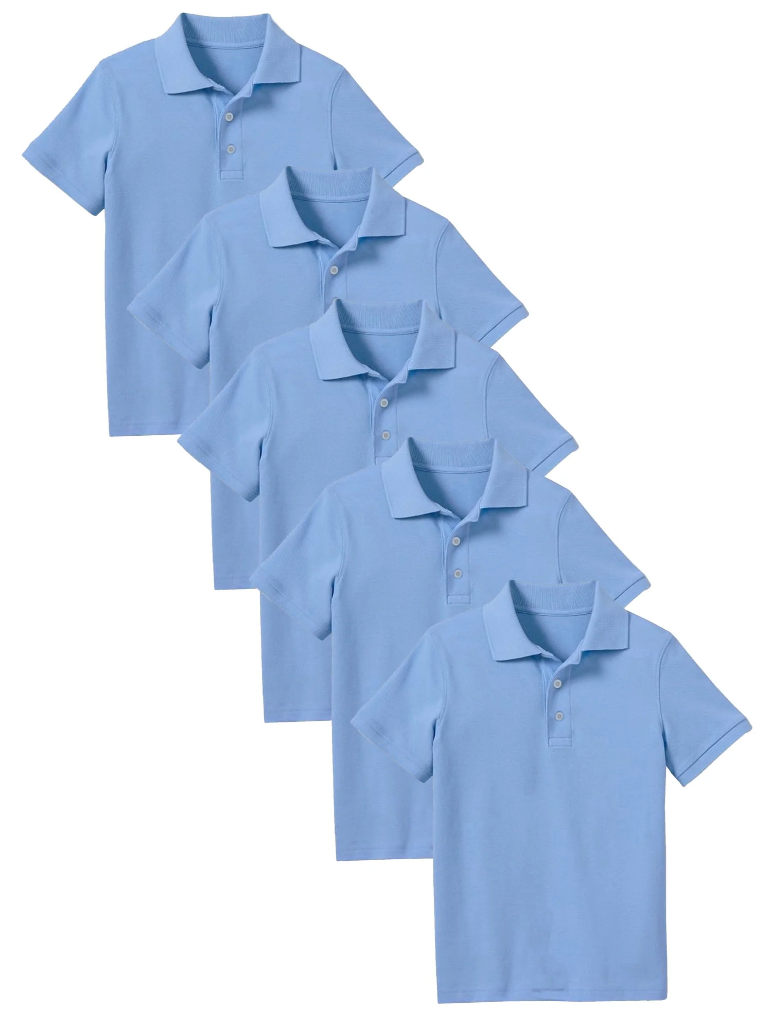 5-Pack School Uniform Tagless Polo Tshirt for Little Boys & Big Boys | Walmart (US)