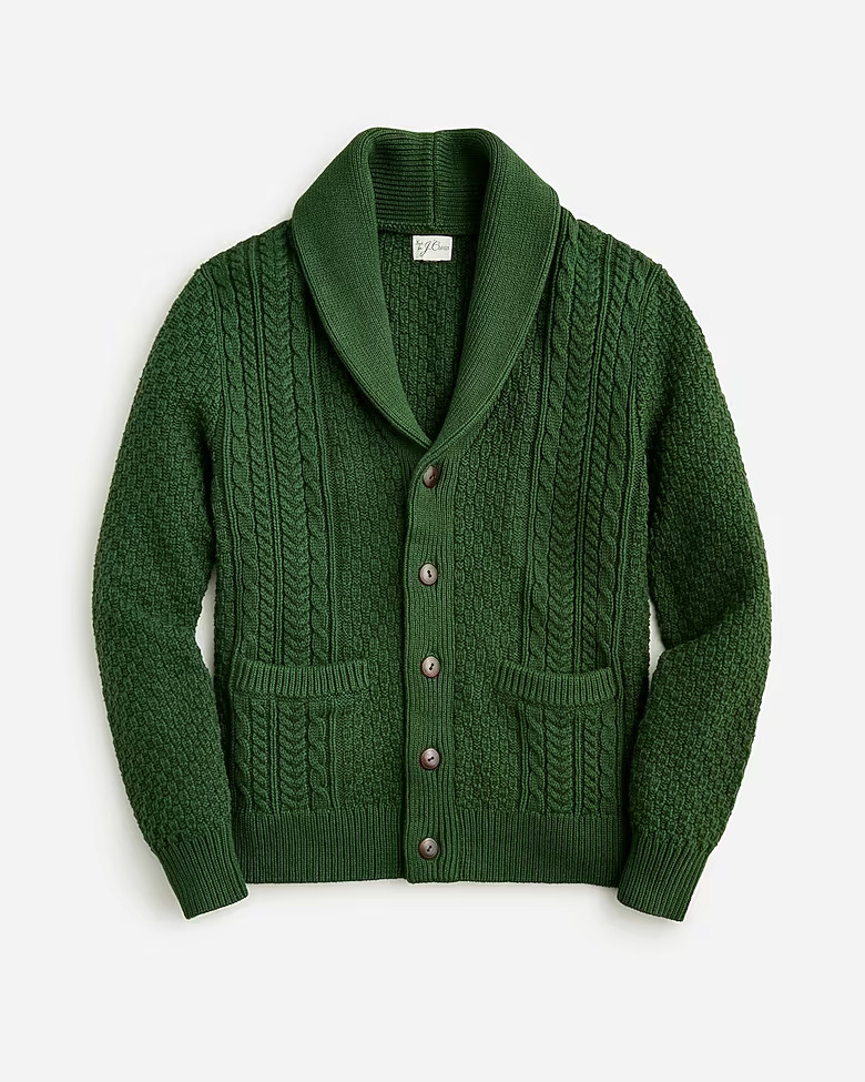 Heritage cotton cable-knit shawl-collar sweater | J. Crew US