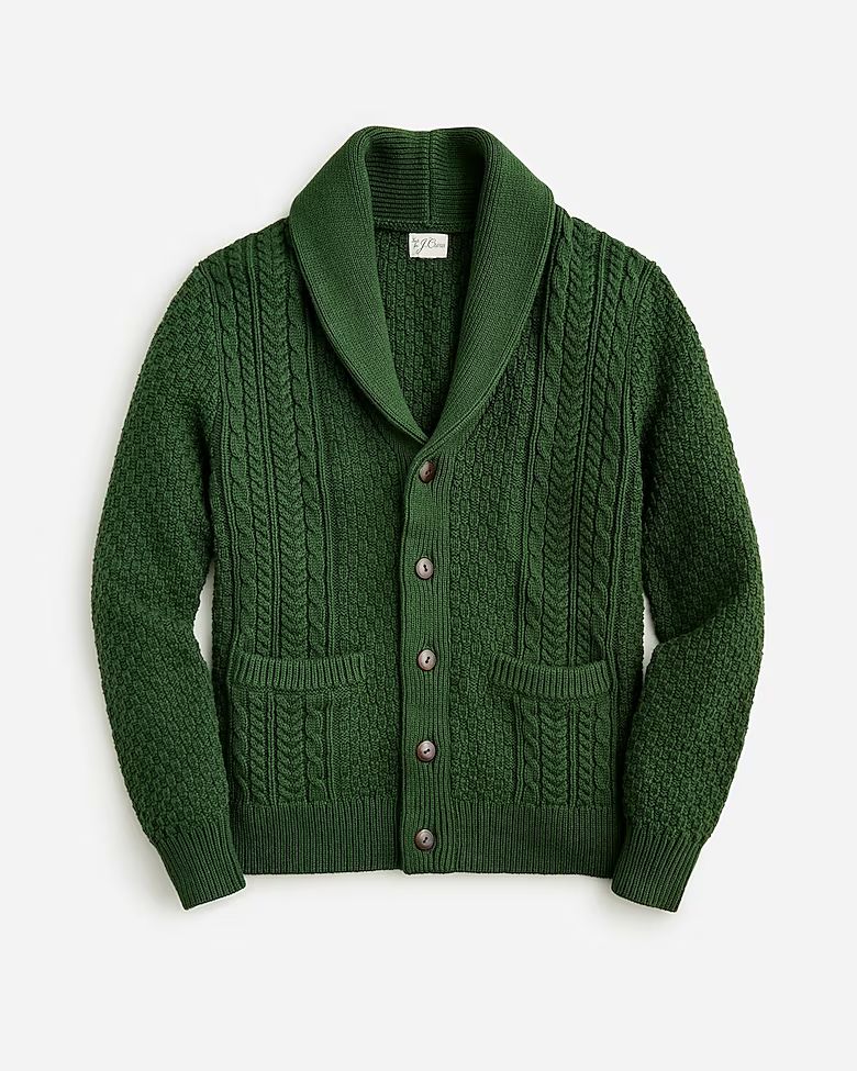 Heritage cotton cable-knit shawl-collar sweater | J.Crew US