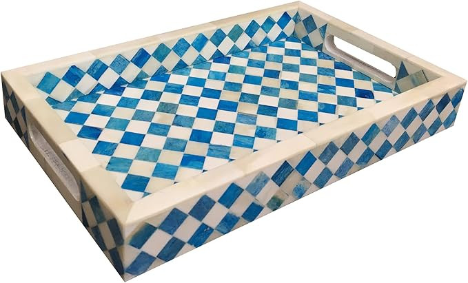 Handicrafts Home 12x8 Turquoise Decorative Tray Breakfast Coffee Table Top Vintage Handmade Servi... | Amazon (US)