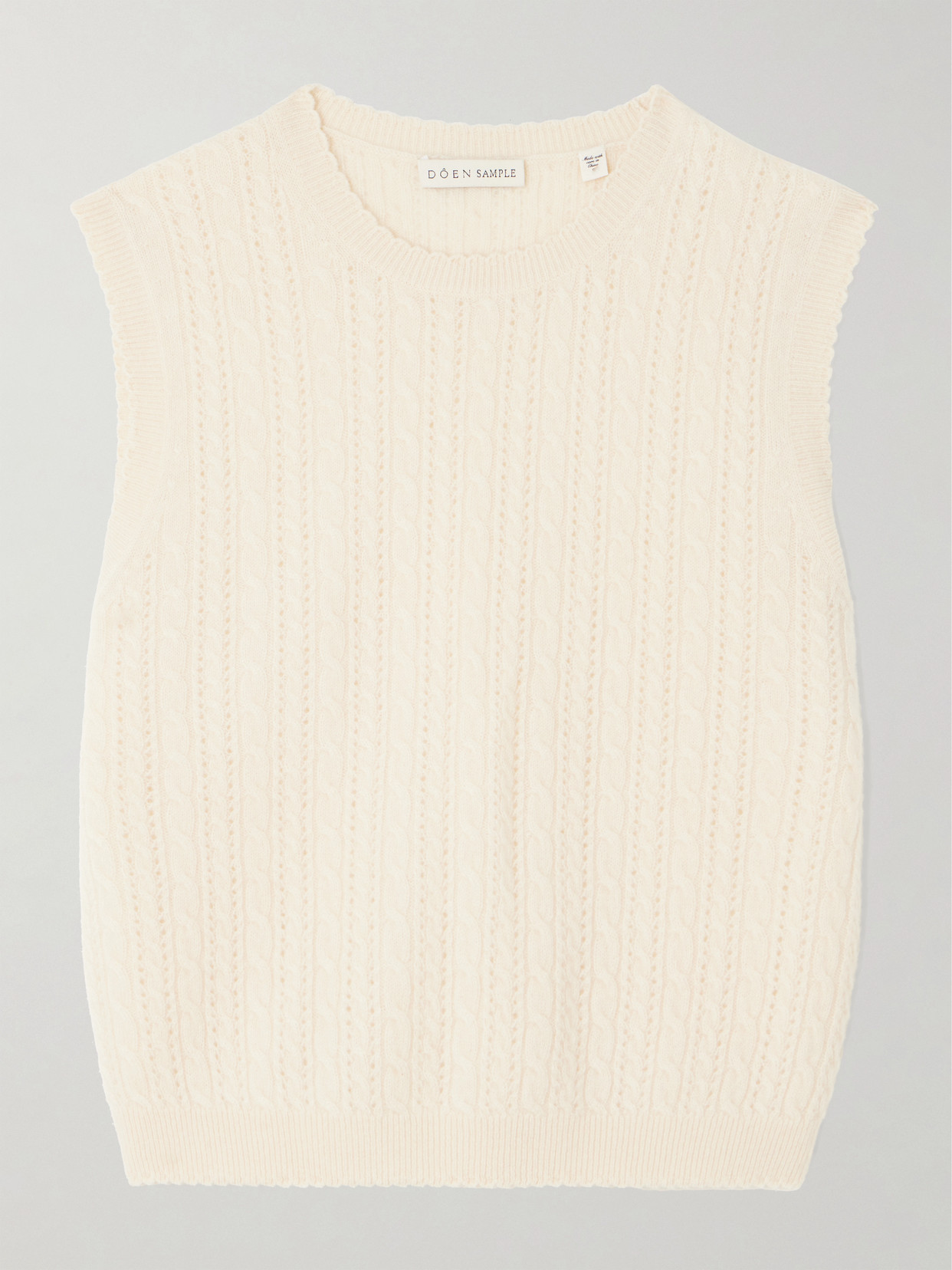 DÔEN - Louden Cropped Cable-knit Cashmere Sweater Vest - Cream | NET-A-PORTER (US)