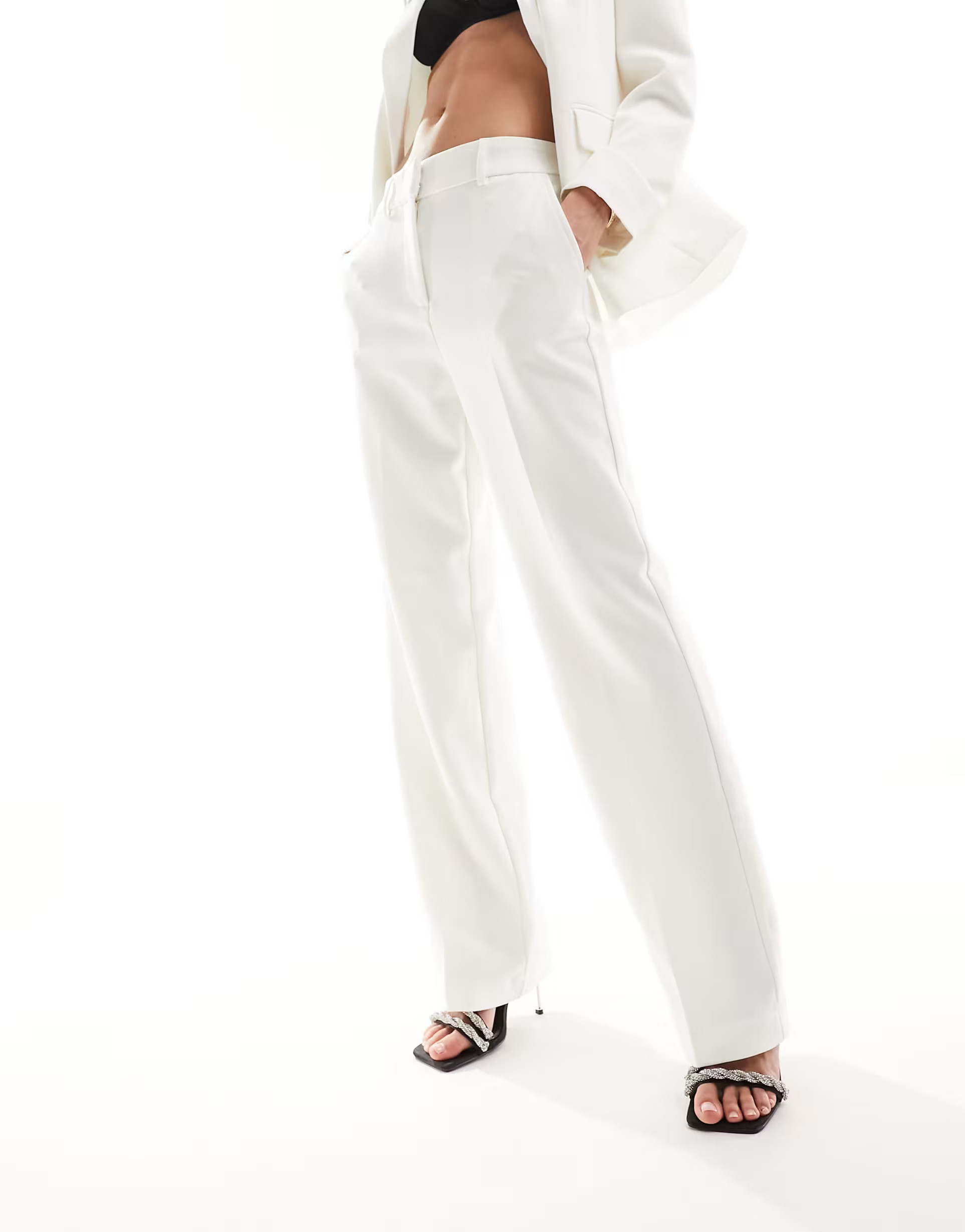 Y.A.S Bridal high waisted tailored trousers co-ord in white | ASOS (Global)