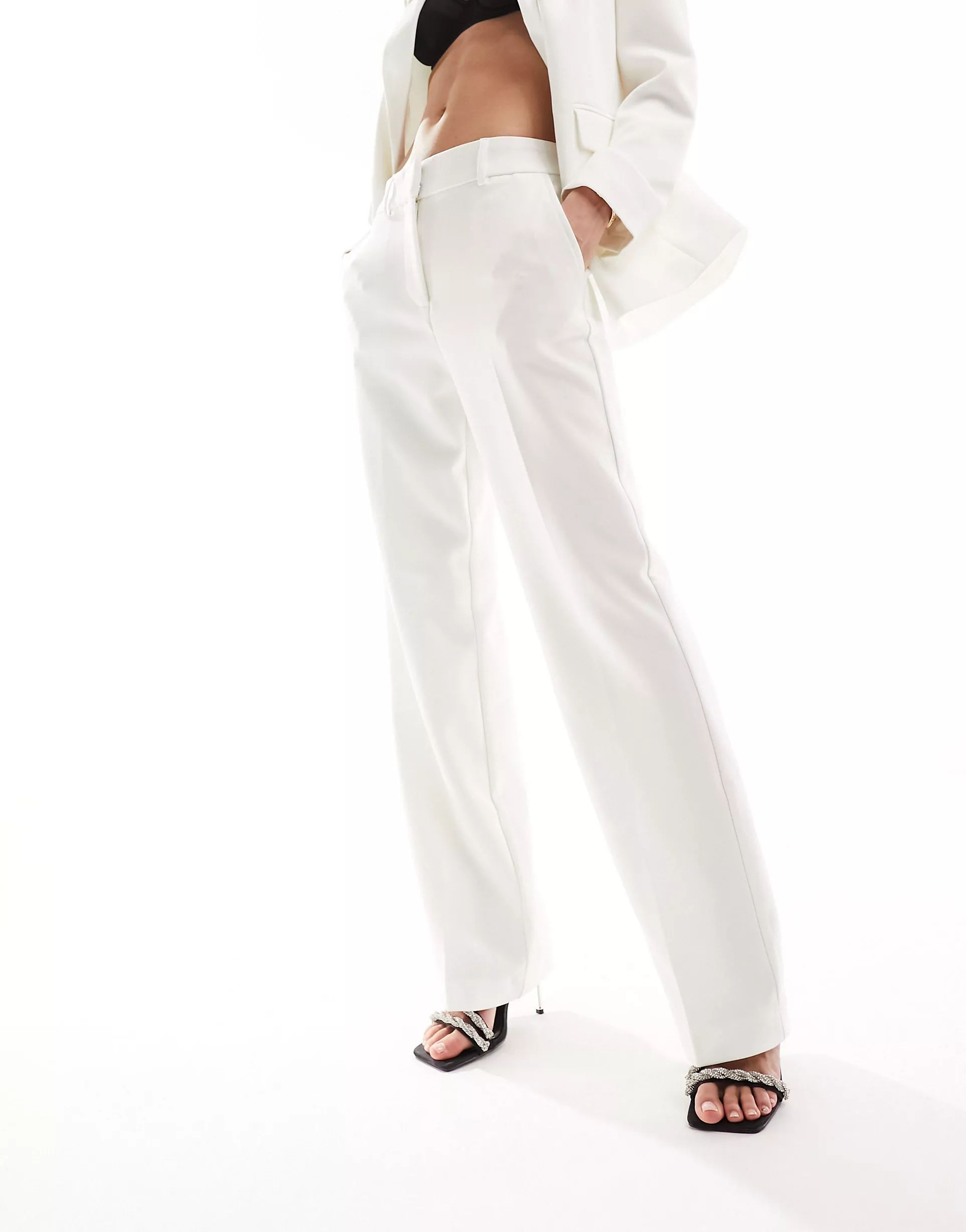 Y.A.S Bridal high waisted tailored trousers co-ord in white | ASOS (Global)