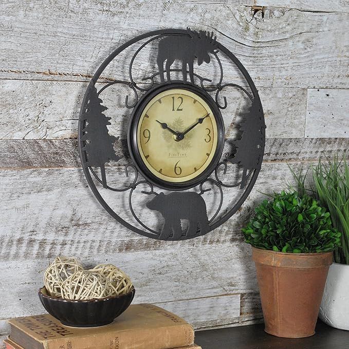 FirsTime & Co. Wildlife Wire Wall Clock, 11", Brown/Black | Amazon (US)