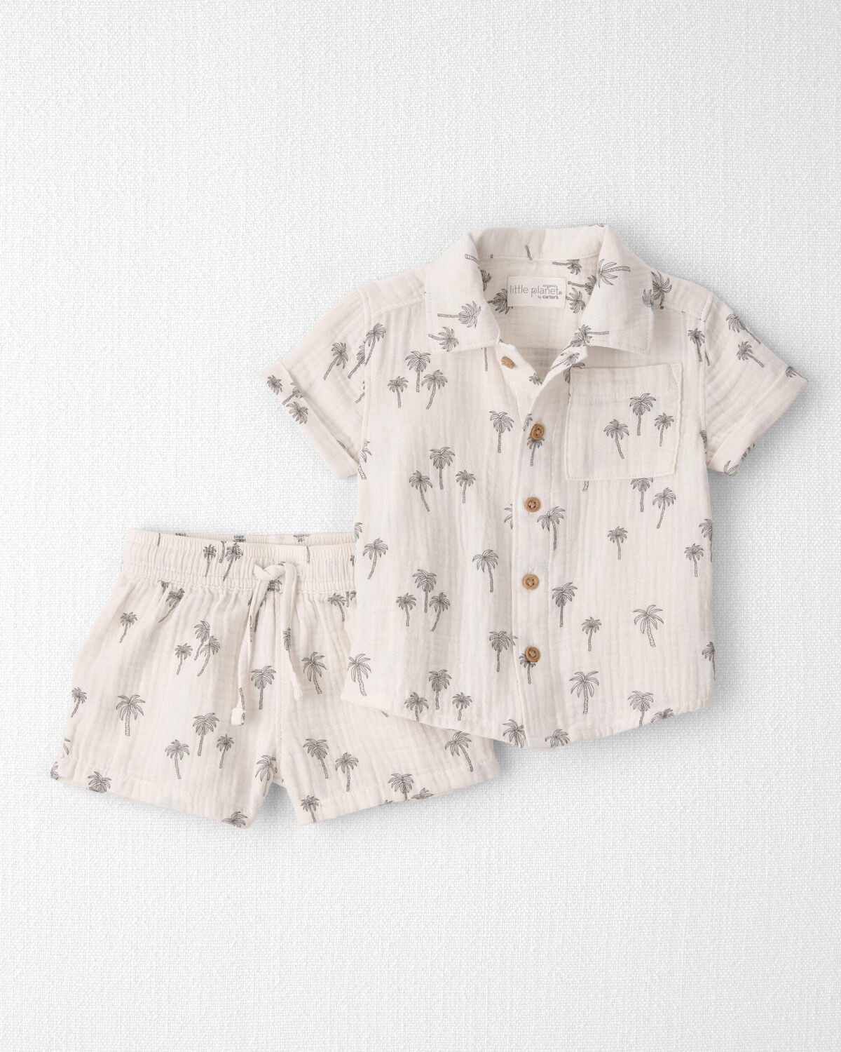 Baby Boy 2-Piece Organic Cotton Gauze Top & Short Set in Palm Trees | Carter's Inc