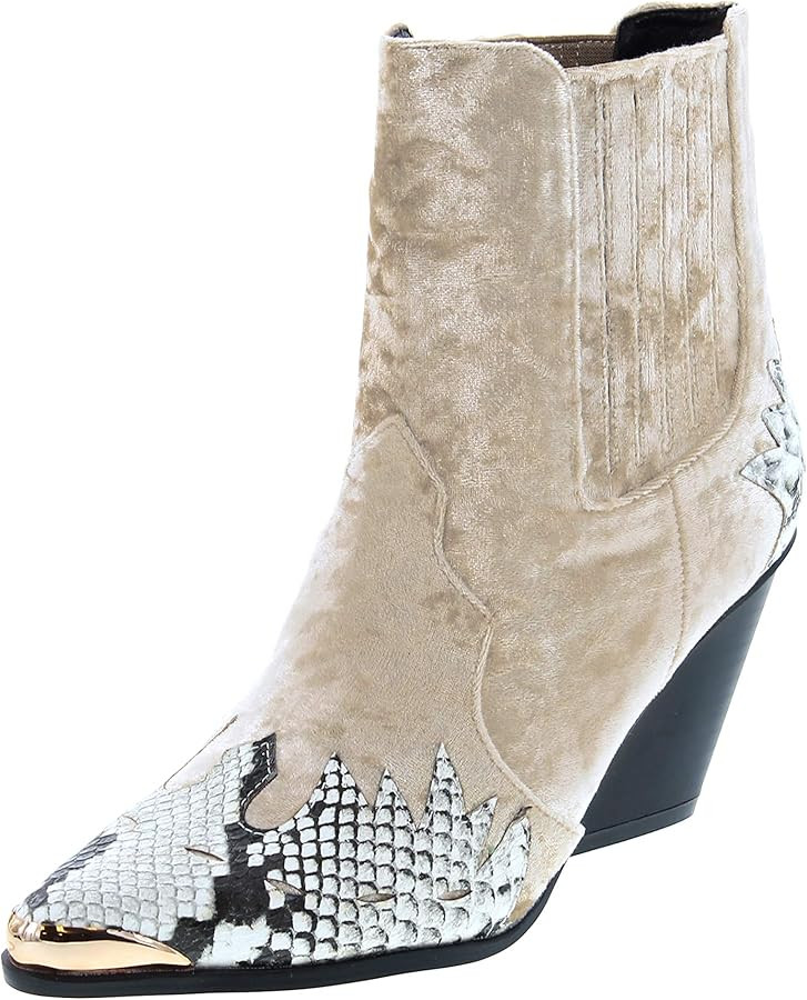 Cape Robbin Women Mixed Media Pointy Toe Flame Pattern Cowboy Bootie HJ88 | Amazon (US)