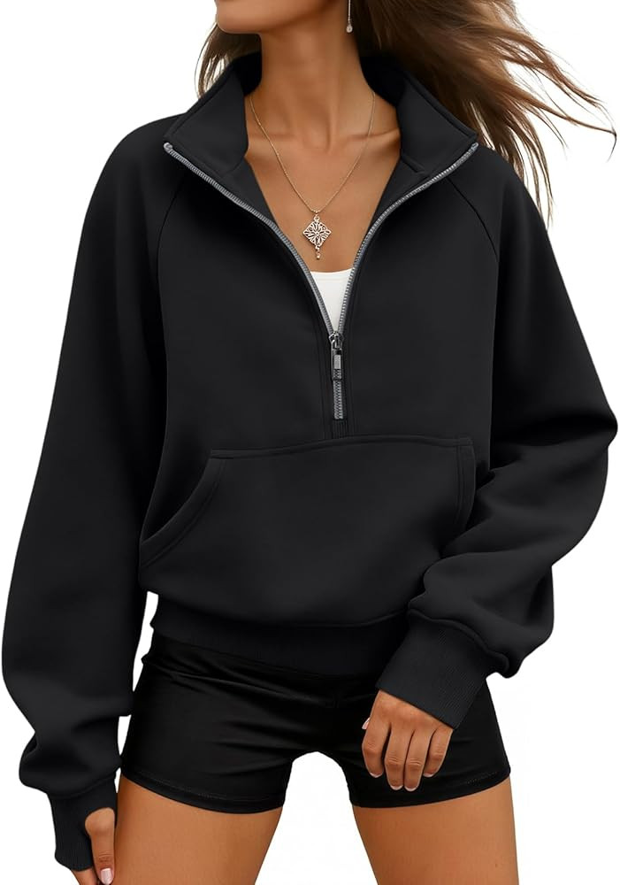 WYNNQUE Womens Sweatshirts Hoodies 2025 Fall Fashion Clothes Half Zip Pullover Cropped Fleece Swe... | Amazon (US)