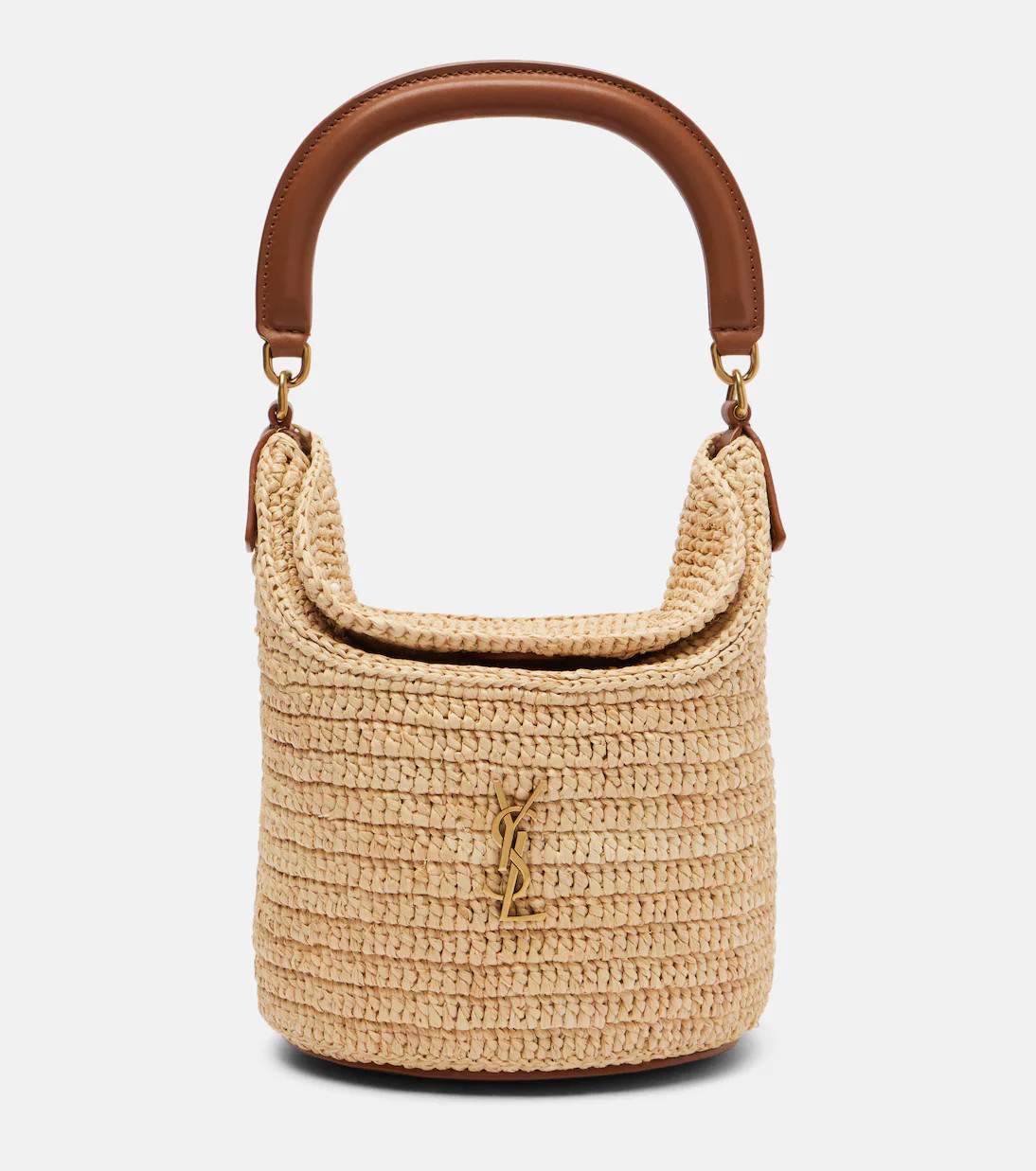 Gaby leather-trimmed raffia bucket bag | Mytheresa (UK)