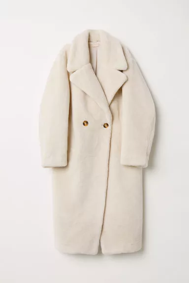 H and m white fur coat discount