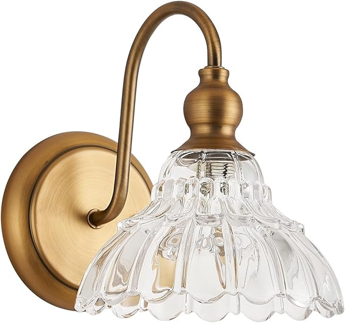 Vintage Bronze Wall Sconce Gold Wall Light Made of Electroplated Copper Body and Pressed Patterne... | Amazon (US)