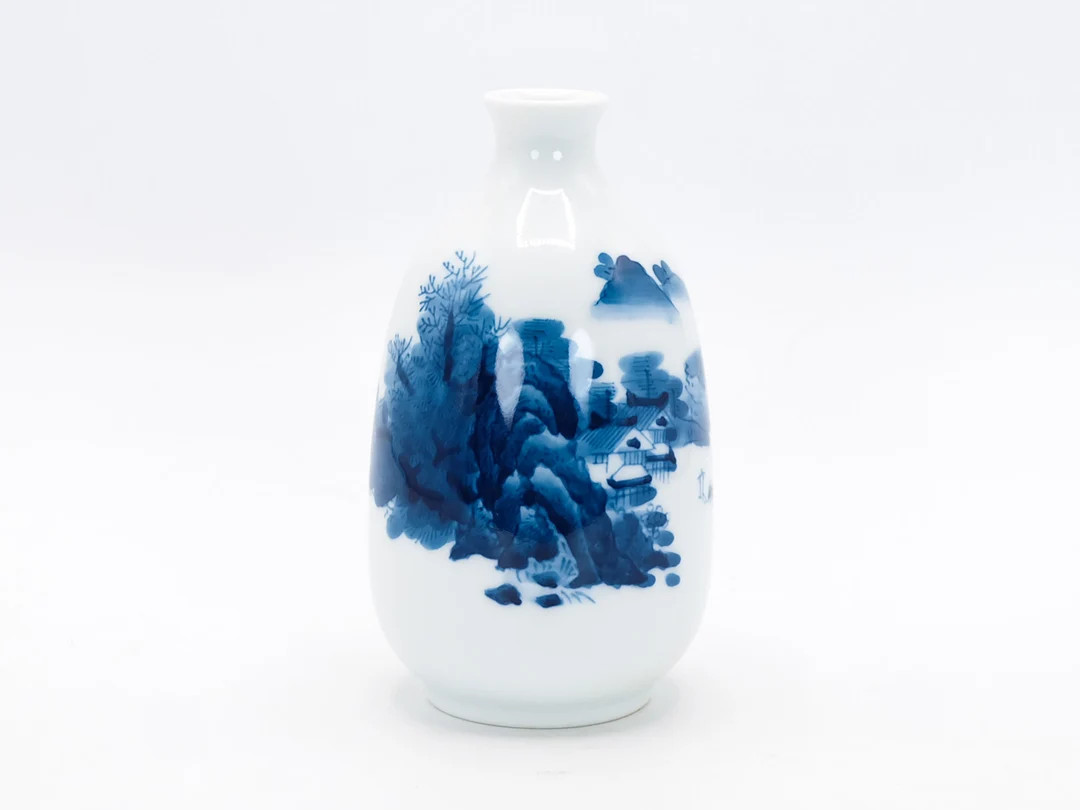 Tokkuri Sake Bottle Blue and White Sansui Landscape Motif by Hataman Touen Nabeshima Ware Porcela... | Etsy (US)