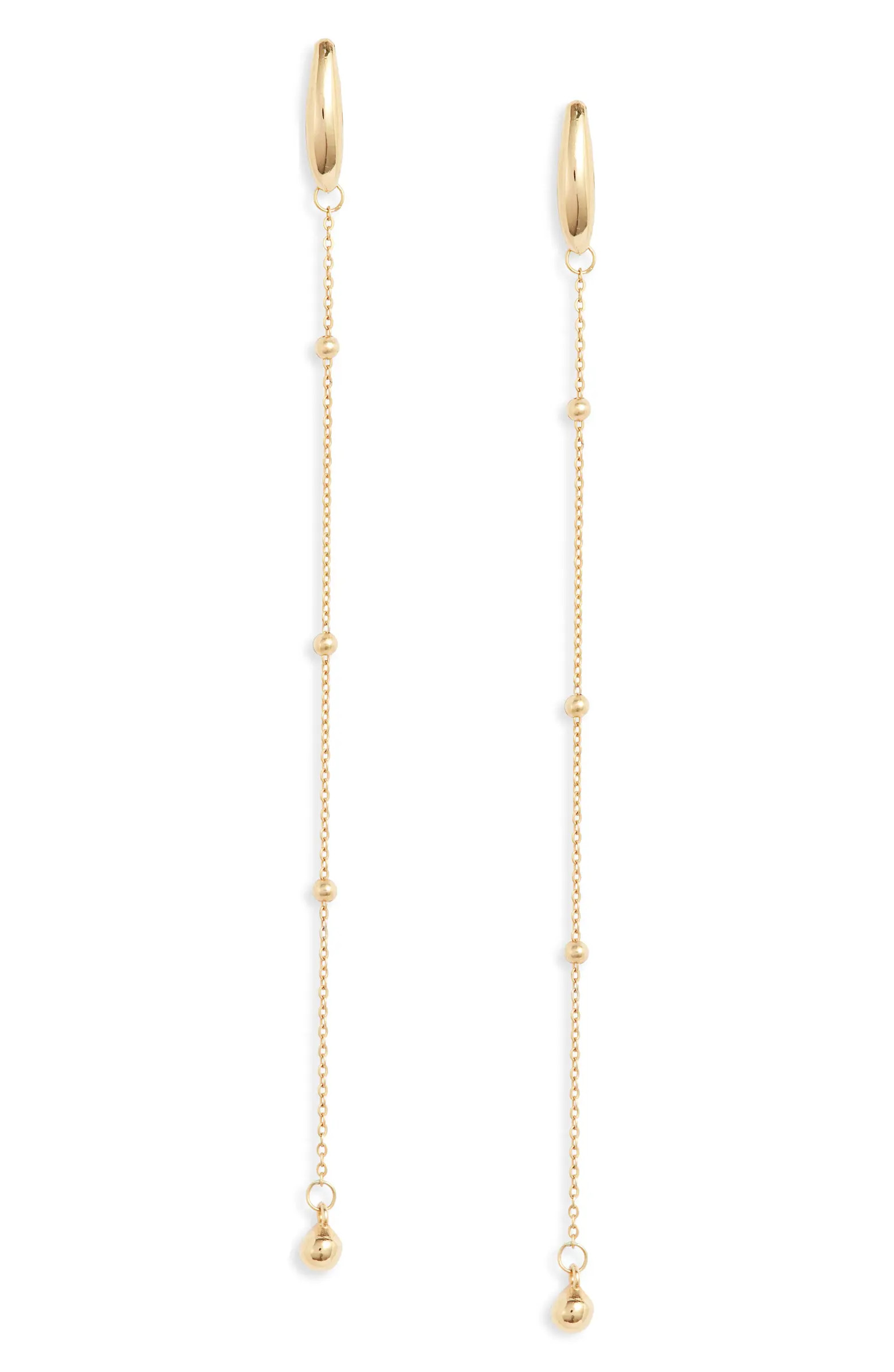 14K Gold Beaded Linear Earrings | Nordstrom
