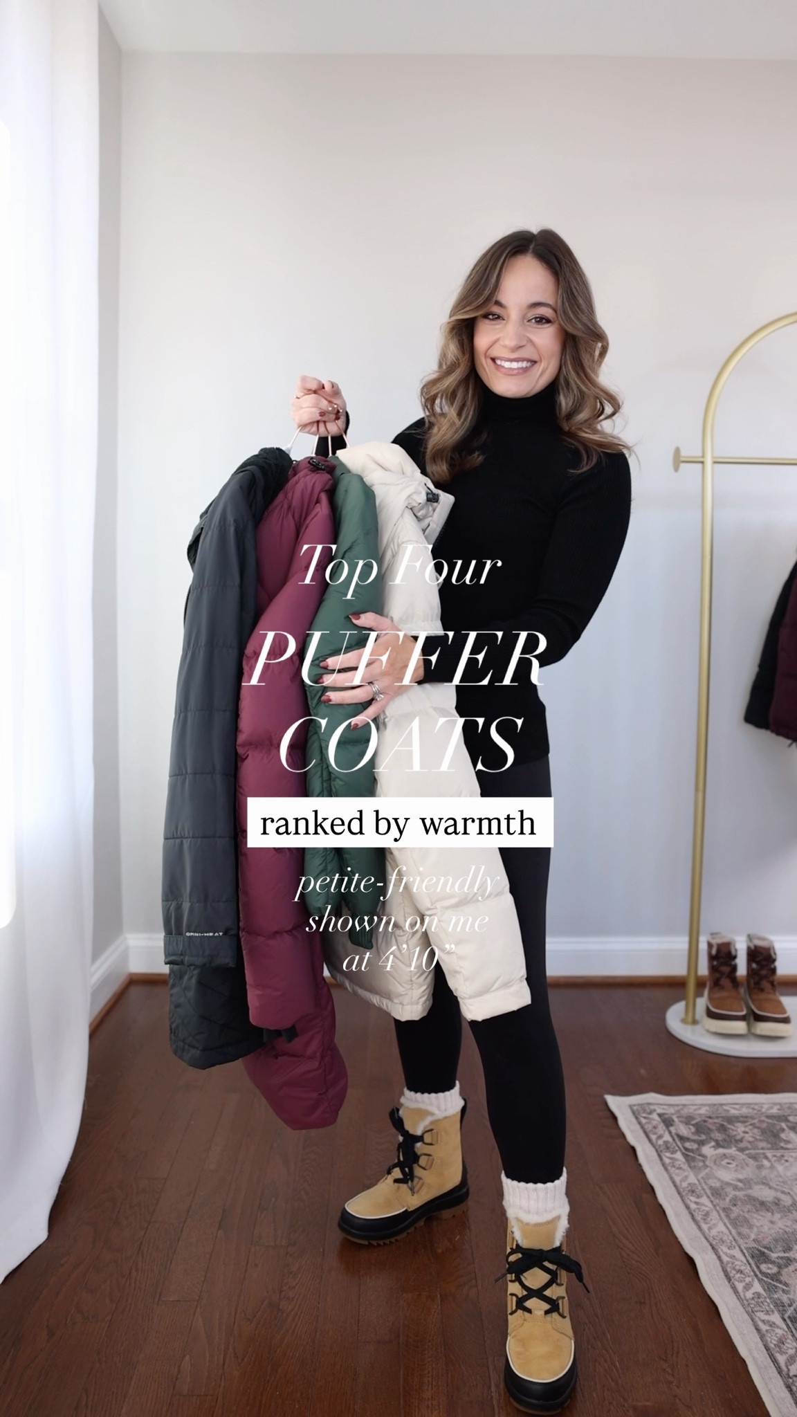 Petite-friendly puffer coats ranked by warmth! 

The Supersnug Puff Mid is the warmest and my top choice. It’s snug and cozy (with room to layer in my true size, XXS), and I love the subtle shape it gives.

Quince Responsible Down Puffer Coat is a warmer choice and it is well priced. It’s a close second to the Aritzia coat in overall performance and style. I marked it one below because this coat doesn’t come in a mid or “snug” option. If it did – there may be a tie between the two. I’m wearing this coat in xs. 

Patagonia Sindit Jacket is a warmer lightweight option for moderate weather. It’s lightweight but warm. It’s a hip high style made with recycled materials. The down is responsibly sourced, and it’s water-resistant but not treated with added PFAS. I’m wearing this coat in xs and it’s a little roomy. 

Columbia Heavenly Coat is a warm lightweight option for mild weather. This coat is thin and easy to wear and carry, but is relatively warm thanks to the Omni-Heat lining you’ll find in many of Columbia’s coats. I’m wearing it in xs. 

Leggings (Aerie): xs short 
Boots (Sorel): tts mine are old so I’ve linked a similar pair 
Turtleneck (old navy): petite xs 
Socks (Amazon) 

My measurements for reference: I’m 4’10” and 105lbs. My bust, waist, and hip measurement is 32”, 24”, and 36”.

#LTKSeasonal #LTKPetite