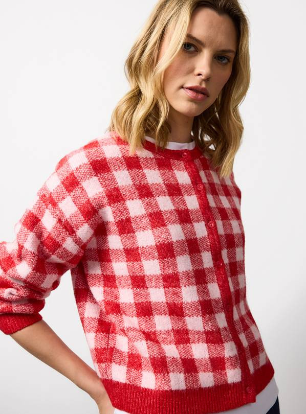 Red Gingham Button Through Cardigan 20 | Tu Clothing