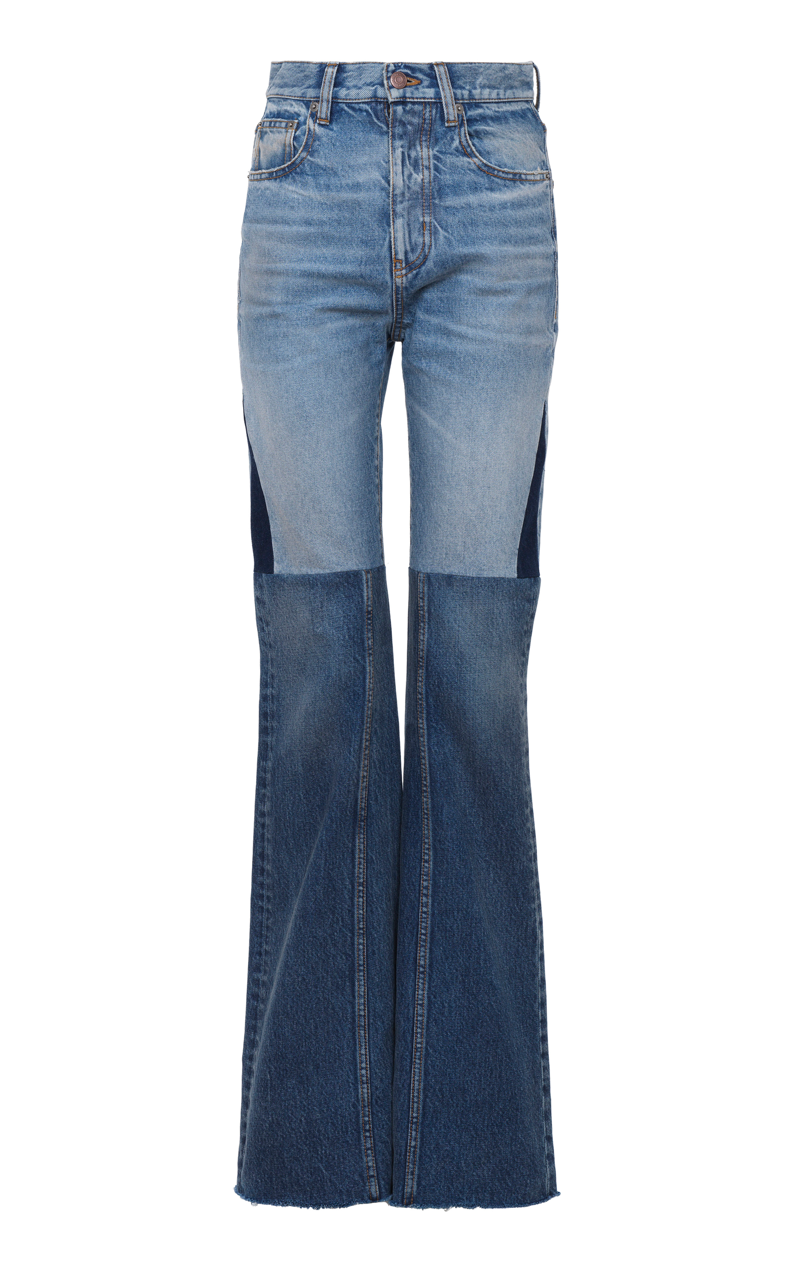 Patchwork Rigid High-Rise Flared-Leg Jeans | Moda Operandi (Global)