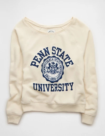 AE Penn State Nittany Lions Graphic Off The Shoulder Sweatshirt | American Eagle Outfitters (US & CA)