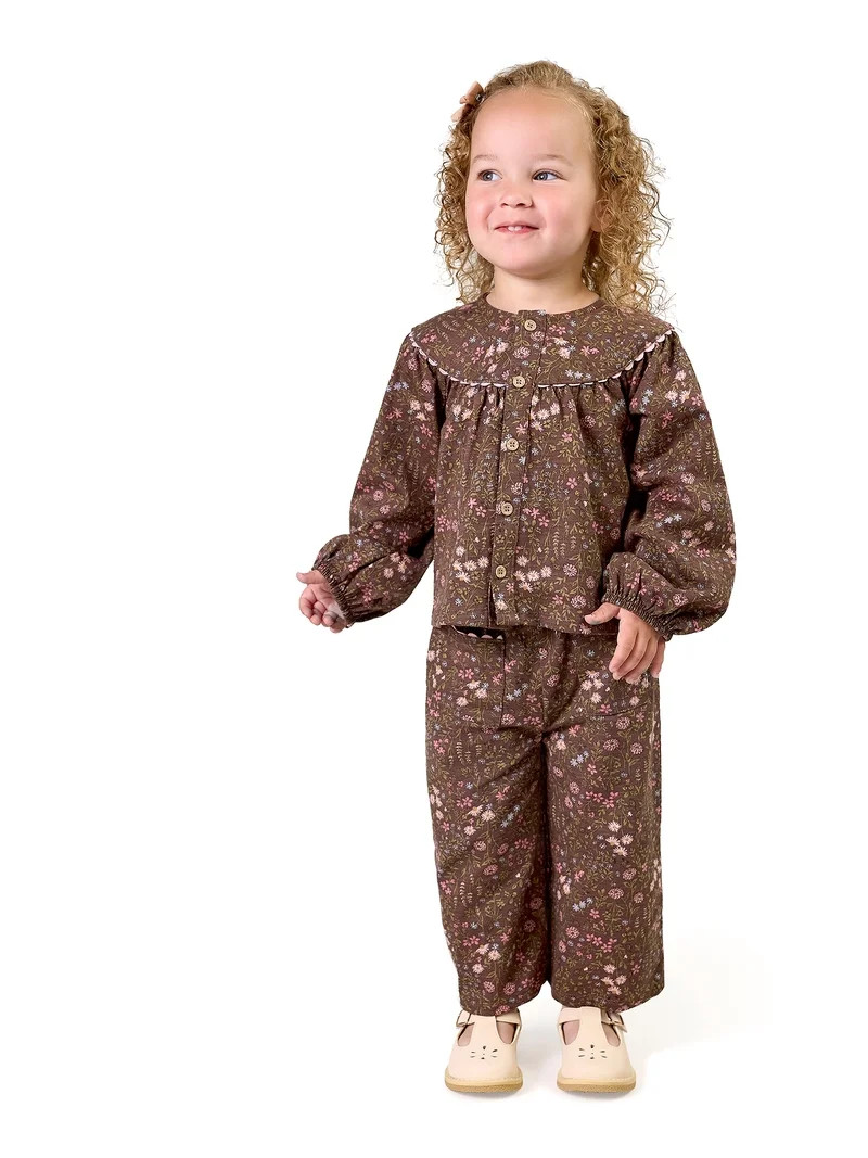 Modern Moments by Gerber Toddler Girl Ric Rac Top and Pant Set, 2-Piece, Sizes 12 Months - 5T | Walmart (US)