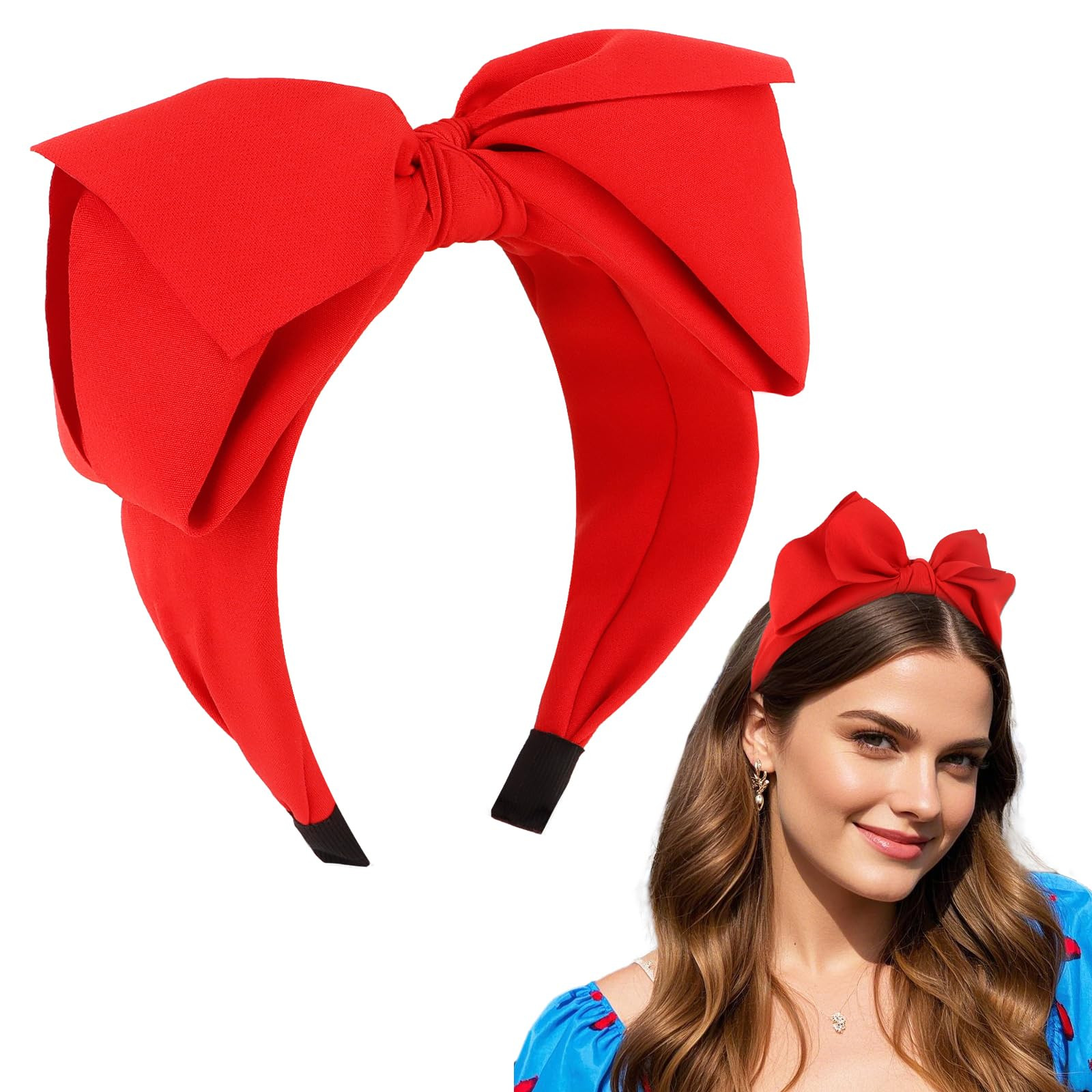 Jaciya Bow Headband for Women Non Slip Fashion Knotted Headband with Bow Girls Red Bunny Ears Hea... | Amazon (US)