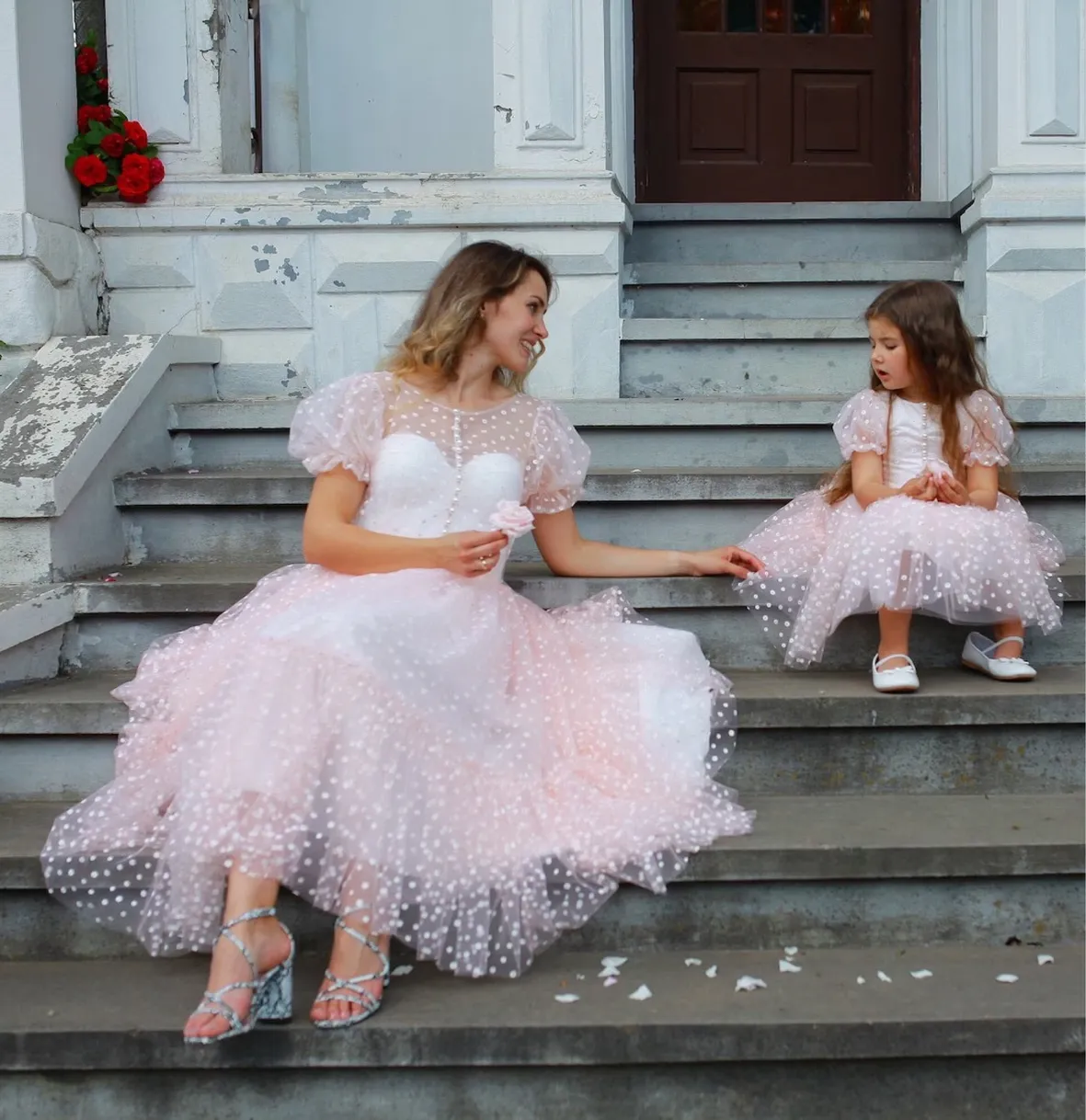 mom & me matching dresses Mommy and Puffy Sleeve Summer Boho Ruffle Maxi Dress Mother Daughter Outfits and Baby Dresses (Baby, 0-6 Months, Floral White): Clothing, Shoes Jewelry or family photos sistersonadime on LTK