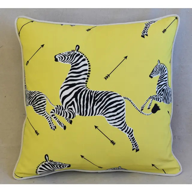 Scalamandre Iconic Zebra & Velvet Feather/Down Pillow 20" Square | Chairish