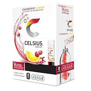 CELSIUS On-the-Go Powder Stick Packs, Cranberry Lemon, 2.5 Ounce (Pack of 14) | Amazon (US)