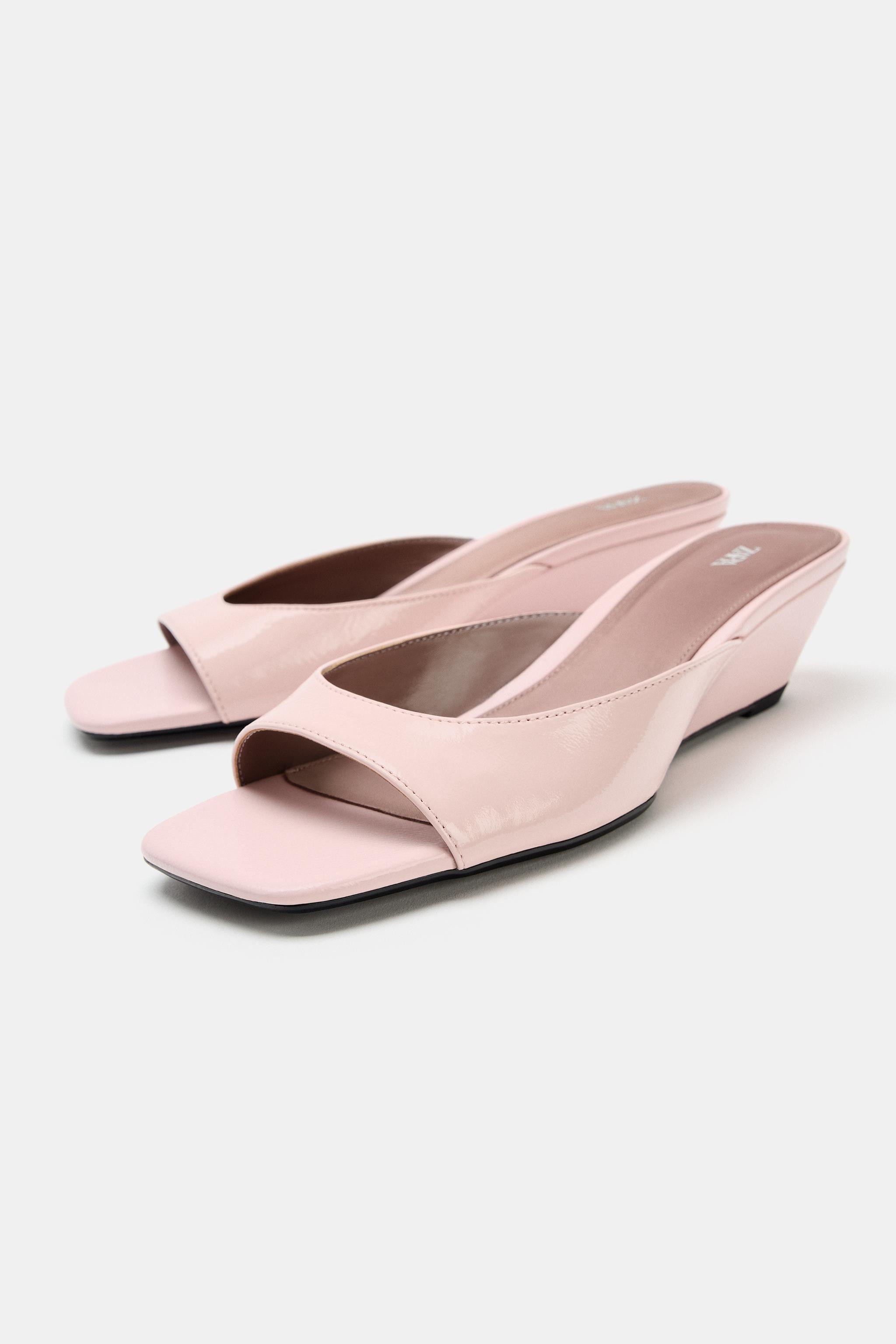 LEATHER WEDGE SANDALS | Zara US
